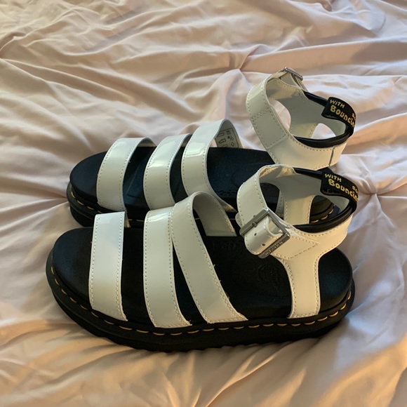 Dr. Martens Shoes - Dr. Martens White Blaire Patent Leather Strap Sandals size 7 womens (never worn)